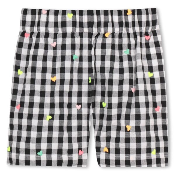 Completo t-shirtcon stampa e short a quadri con cuori