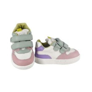 Sneaker primo passo in pelle con doppio velcro