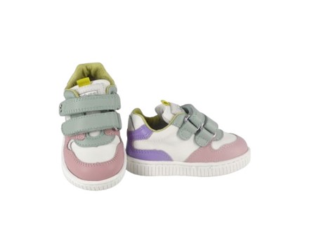 Sneaker primo passo in pelle con doppio velcro