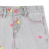 Short in denim con cuoricini ricamati