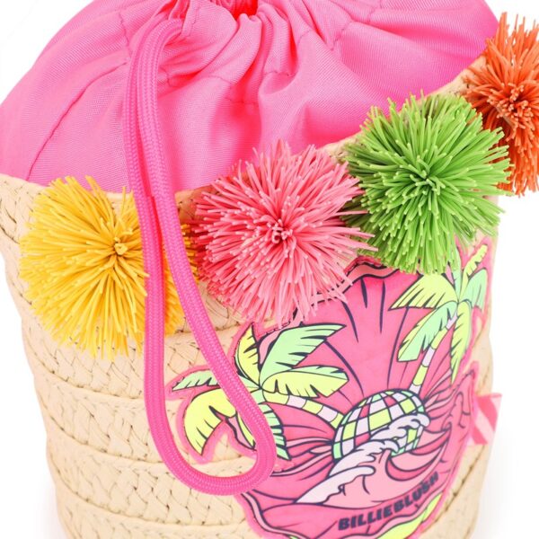 Borsa a secchiello con pom pon e tracolla