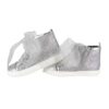 Sneaker alta in micro glitter con lacci in tulle e zip