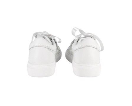 Sneaker in pelle e pailettes con lacci e zip
