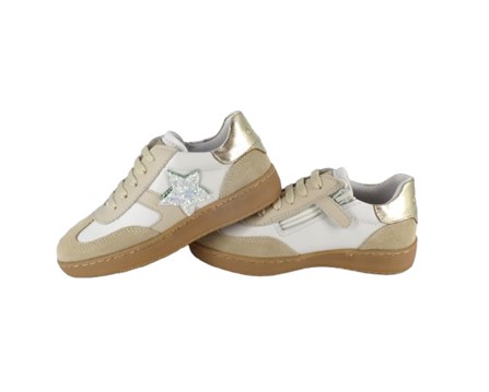 Sneaker in pelle con lacci e zip laterale