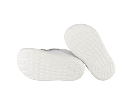 Sneaker primo passo in pelle con doppio velcro e margherite