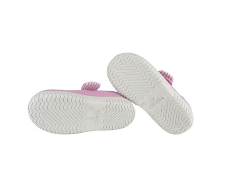 Ballerina in tessuto con cinturino in velcro e fiocco