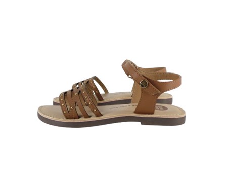 Sandalo in pelle con borchie e velcro