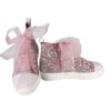 Sneaker alta in micro glitter con lacci in tulle e zip