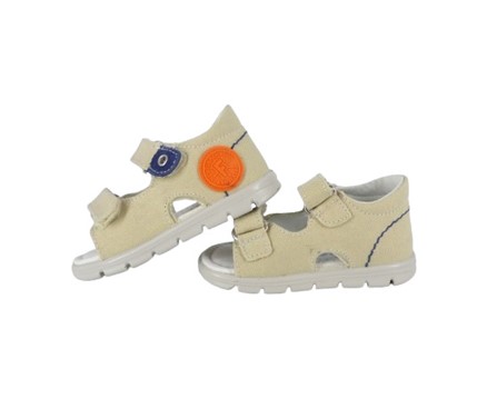 Sandalo primo passo in tela con doppio velcro