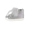 Sneaker alta in micro glitter con lacci in tulle e zip