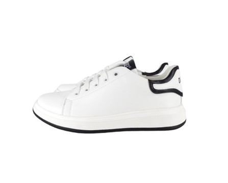 Sneaker in eco pelle con lacci elastici e zip