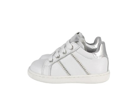 Sneaker primo passo in pelle con lacci e zip