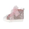 Sneaker alta in micro glitter con lacci in tulle e zip