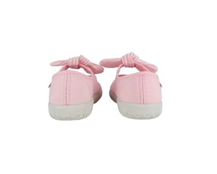 Ballerina in tessuto con cinturino in velcro e fiocco