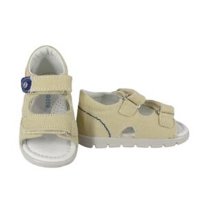 Sandalo primo passo in tela con doppio velcro