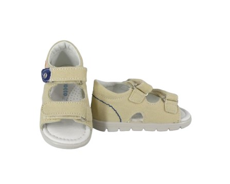 Sandalo primo passo in tela con doppio velcro