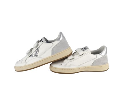 Sneaker in pelle con doppio velcro