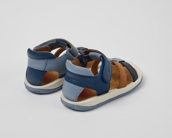 Sandalo in pelle e camoscio con velcro