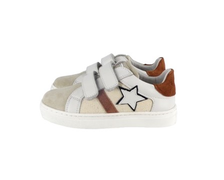 Sneaker in pelle e camoscio con doppo velcro
