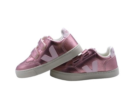 Sneaker in pelle laminata con doppio velcro