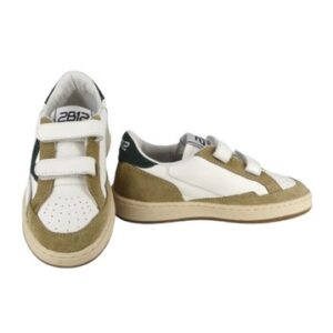 Sneaker in pelle con doppio velcro