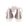 Sneaker alta in micro glitter con lacci in tulle e zip
