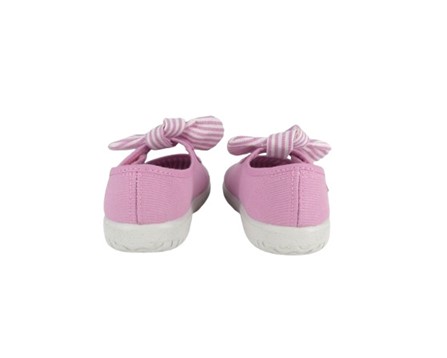 Ballerina in tessuto con cinturino in velcro e fiocco