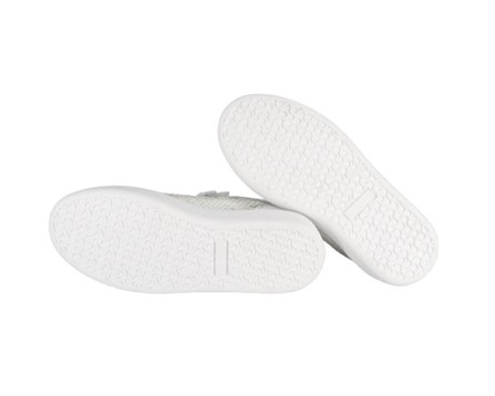 Sneaker in pelle e pailettes con lacci e zip