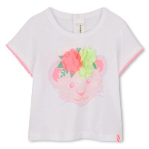 T-shirt mezza manica con stampa e fiori