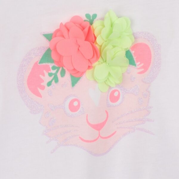 T-shirt mezza manica con stampa e fiori