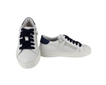 Sneaker in pelle con lacci e zip laterale