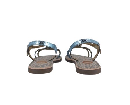 Sandalo in pelle metallizzata stama coccodrillo con fibbia