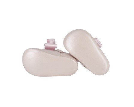 Ballerina culla in pelle con fiocco in raso