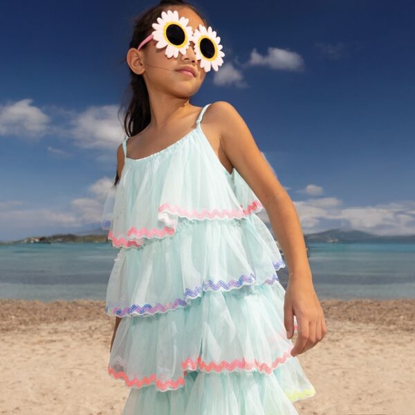 Vestito in tulle a balze con pailettes