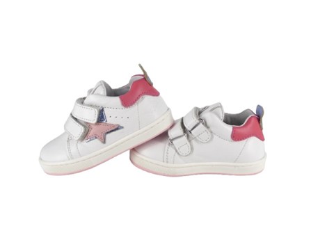 Sneaker primo passo in pelle con doppio velcro