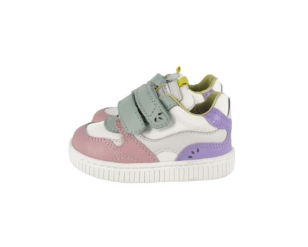 Sneaker primo passo in pelle con doppio velcro