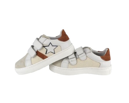 Sneaker in pelle e camoscio con doppo velcro