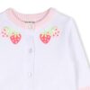 Cardigan in maglia con fragoline ricamate