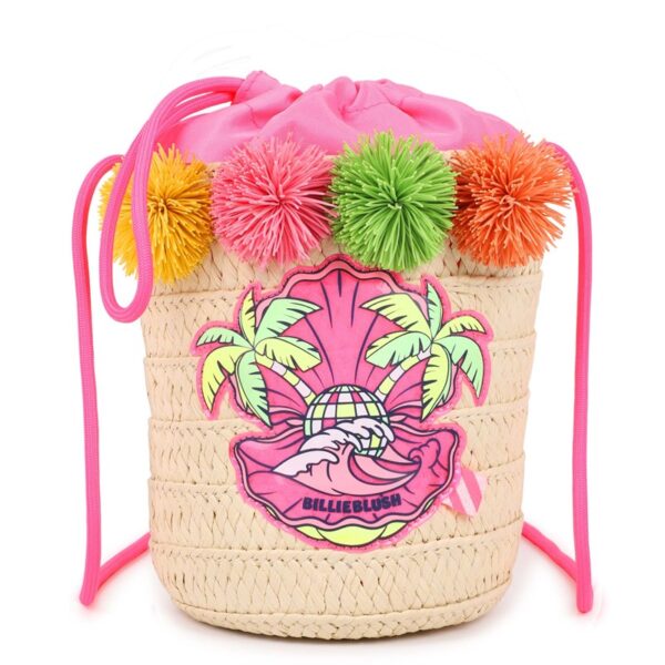 Borsa a secchiello con pom pon e tracolla