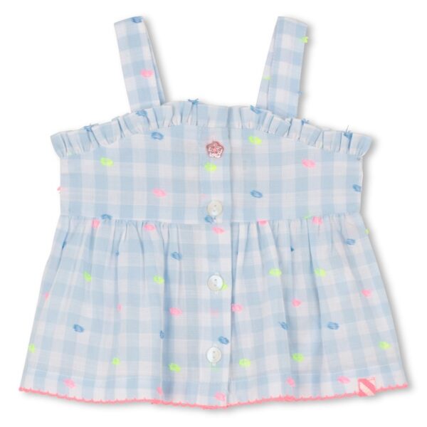 Completo canotta  e short vichy con ricami