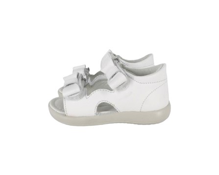 Sandalo primo passo in pelle con fiocchi e doppio velcro