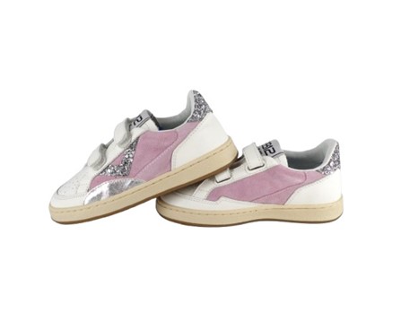 Sneaker in pelle con doppio velcro