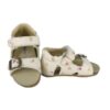 Sandalo primo passo in pelle con fiori velcro e fibbia