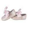 Ballerina culla in pelle con fiocco in raso