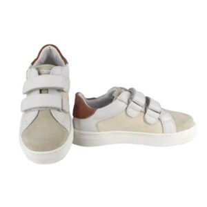 Sneaker in pelle e camoscio con doppo velcro