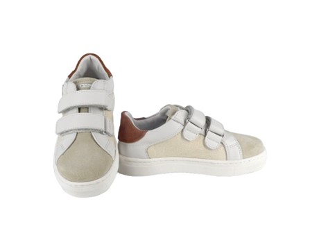 Sneaker in pelle e camoscio con doppo velcro