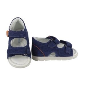 Sandalo primo passo in tela con doppio velcro