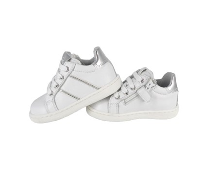 Sneaker primo passo in pelle con lacci e zip