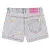 Short in denim con cuoricini ricamati