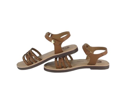 Sandalo in pelle con borchie e velcro